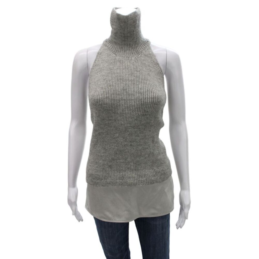 KaufmanFranco Unisex Gray Full Zip Wool Turtleneck Vest Sweater Size XS